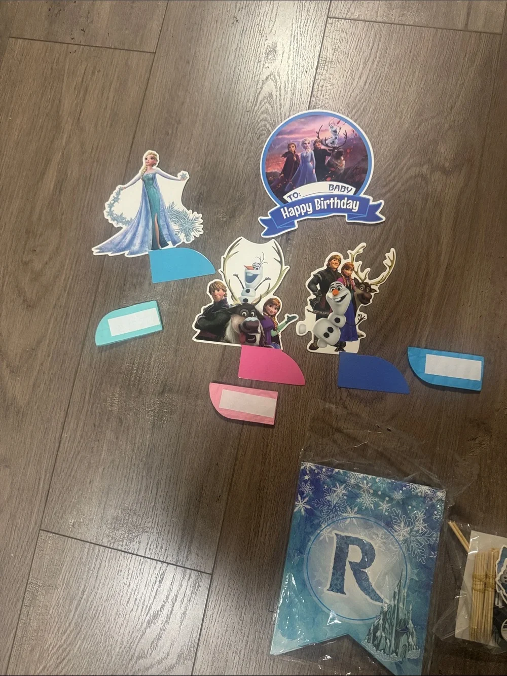 ***2/$15*** Frozen Birthday Cake Toppers and Banner Pieces - Blue, Pink, White